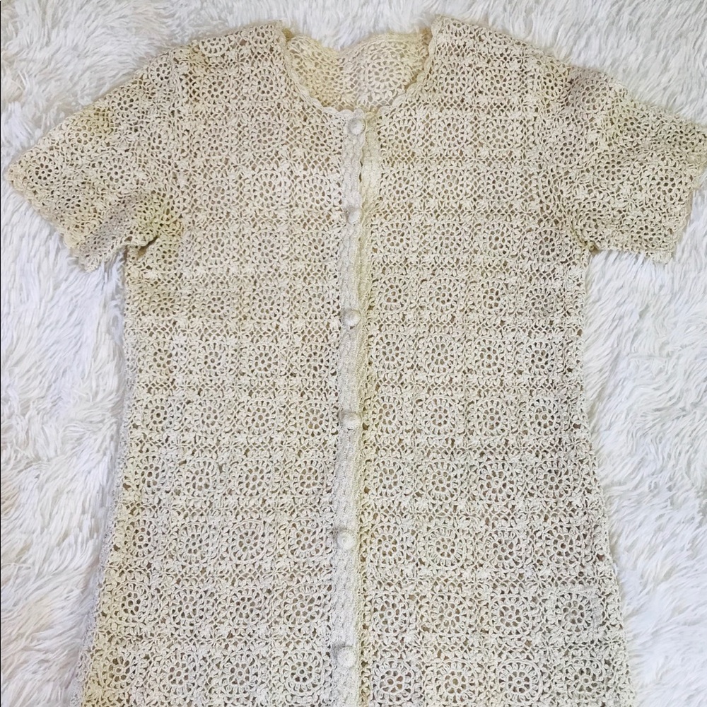 Women Crochet Sweater Sz S